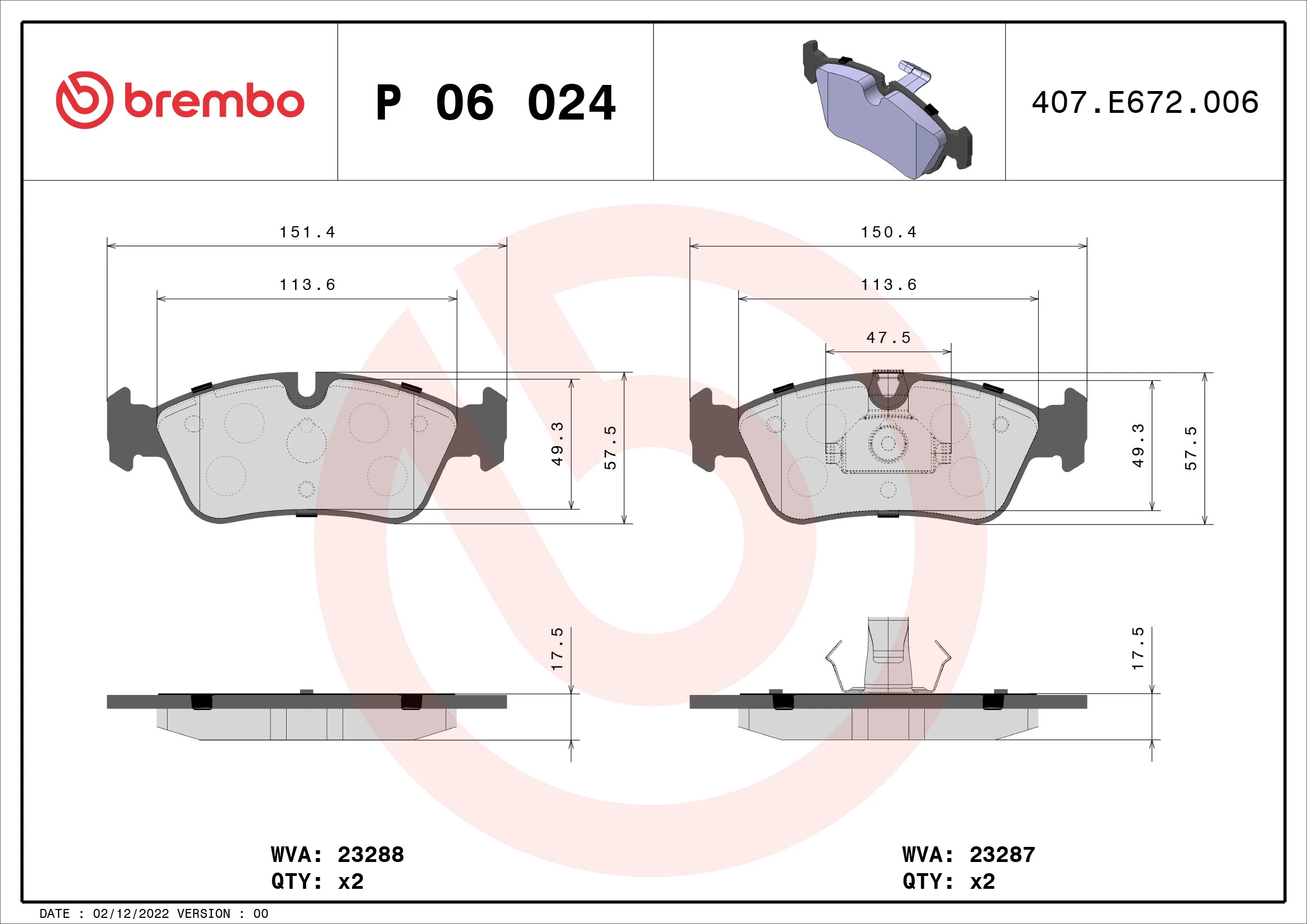 Brake Pad Set, disc brake PRIME LINE P 06 024