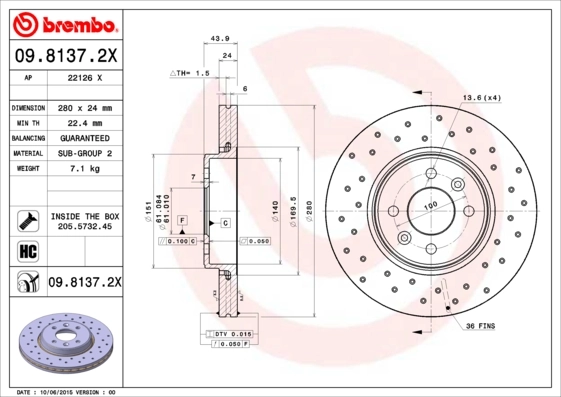 Brake Disc XTRA LINE - Xtra 09.8137.2X
