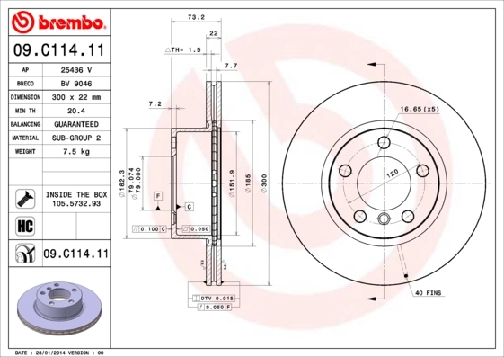 Brake Disc PRIME LINE - UV Coated 09.C114.11