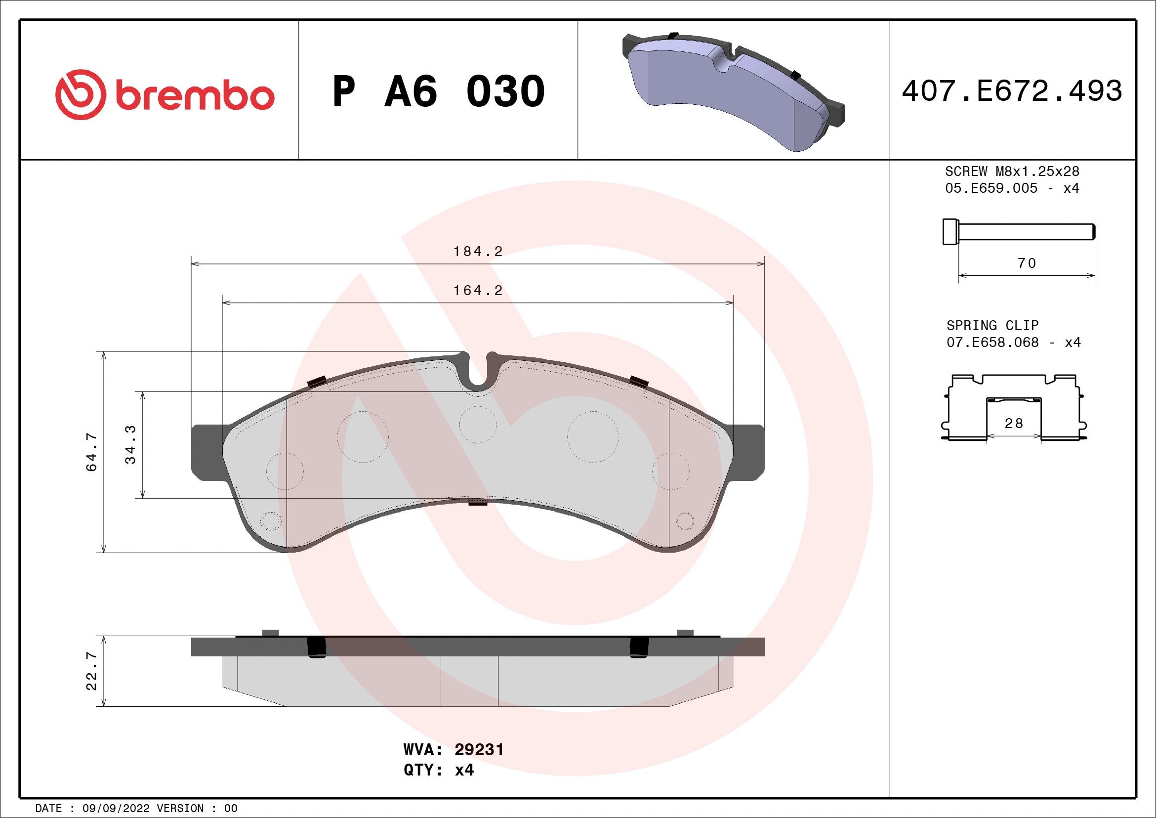 Brake Pad Set, disc brake PRIME LINE P A6 030