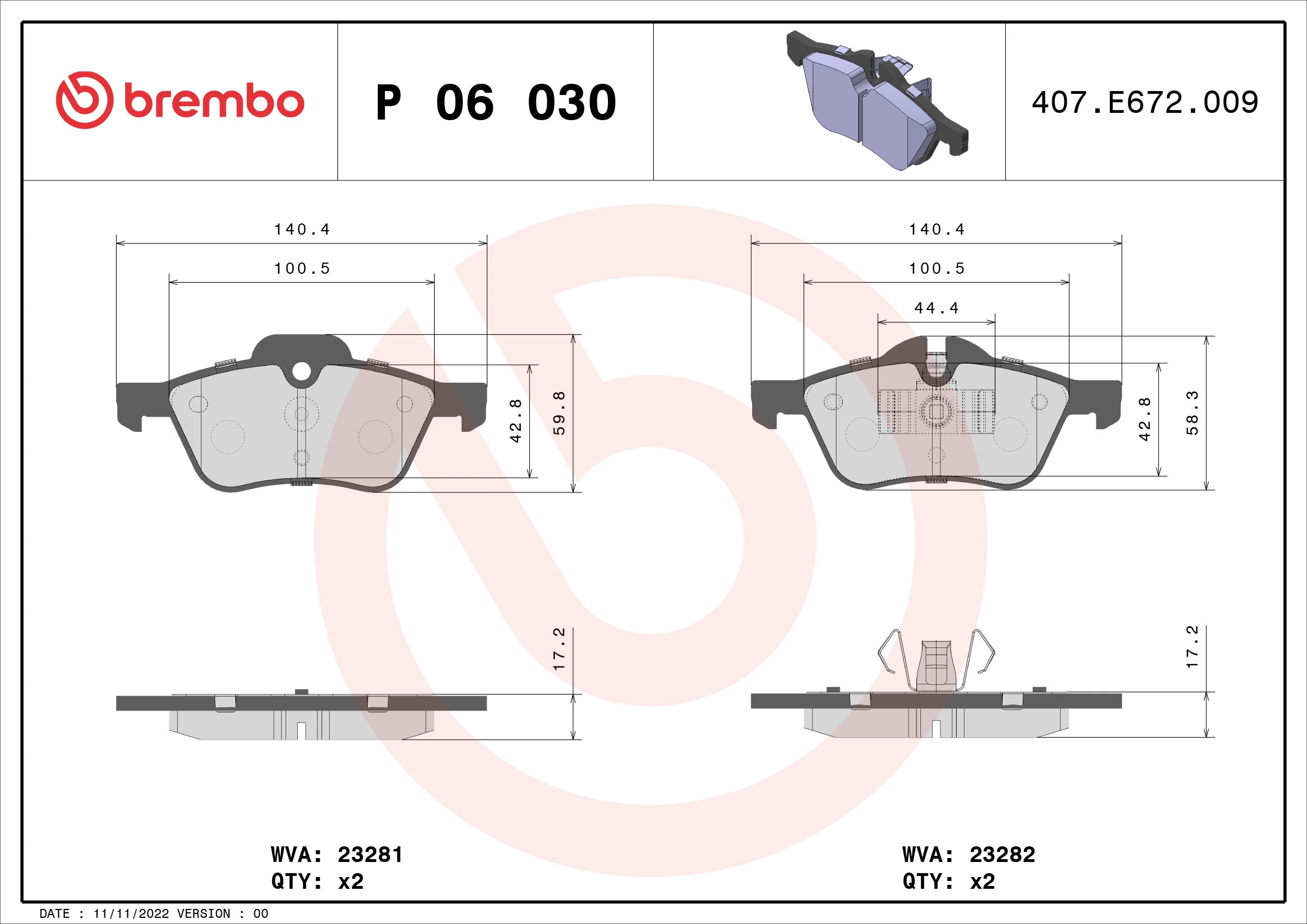 Brake Pad Set, disc brake PRIME LINE P 06 030