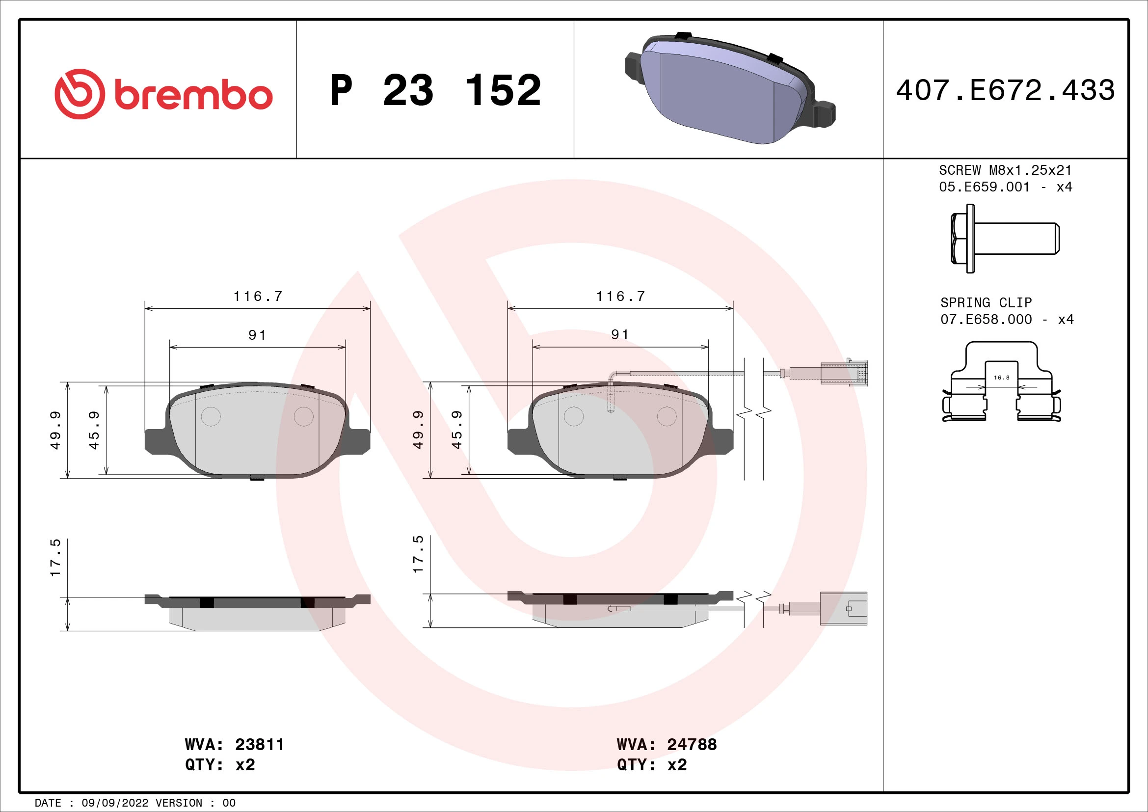 Brake Pad Set, disc brake PRIME LINE P 23 152