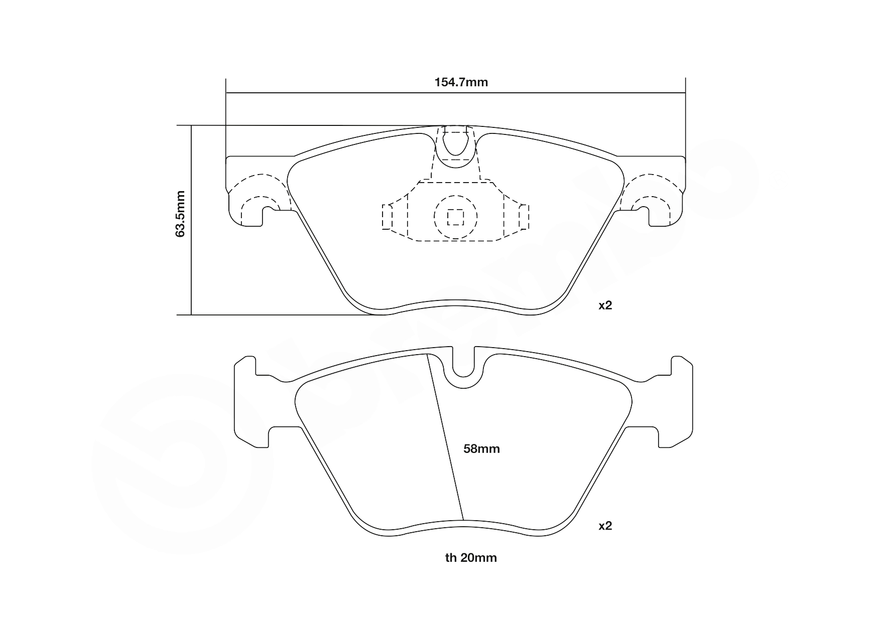 High Performance Brake Pad Set UPGRADE, SPORT | HP2000 07.B314.97