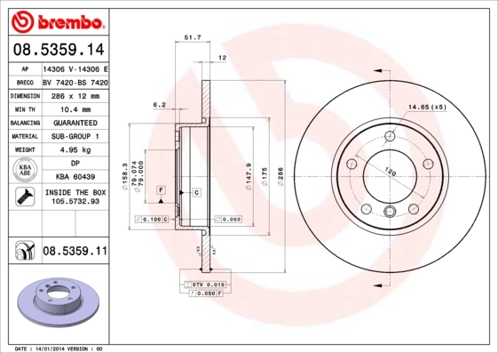 Brake Disc PRIME LINE - UV Coated 08.5359.11