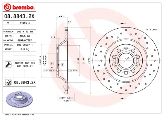 Brake Disc XTRA LINE - Xtra 08.8843.2X