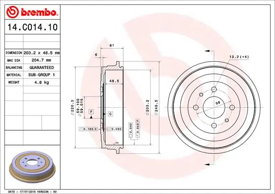 Brake Drum ESSENTIAL LINE 14.C014.10