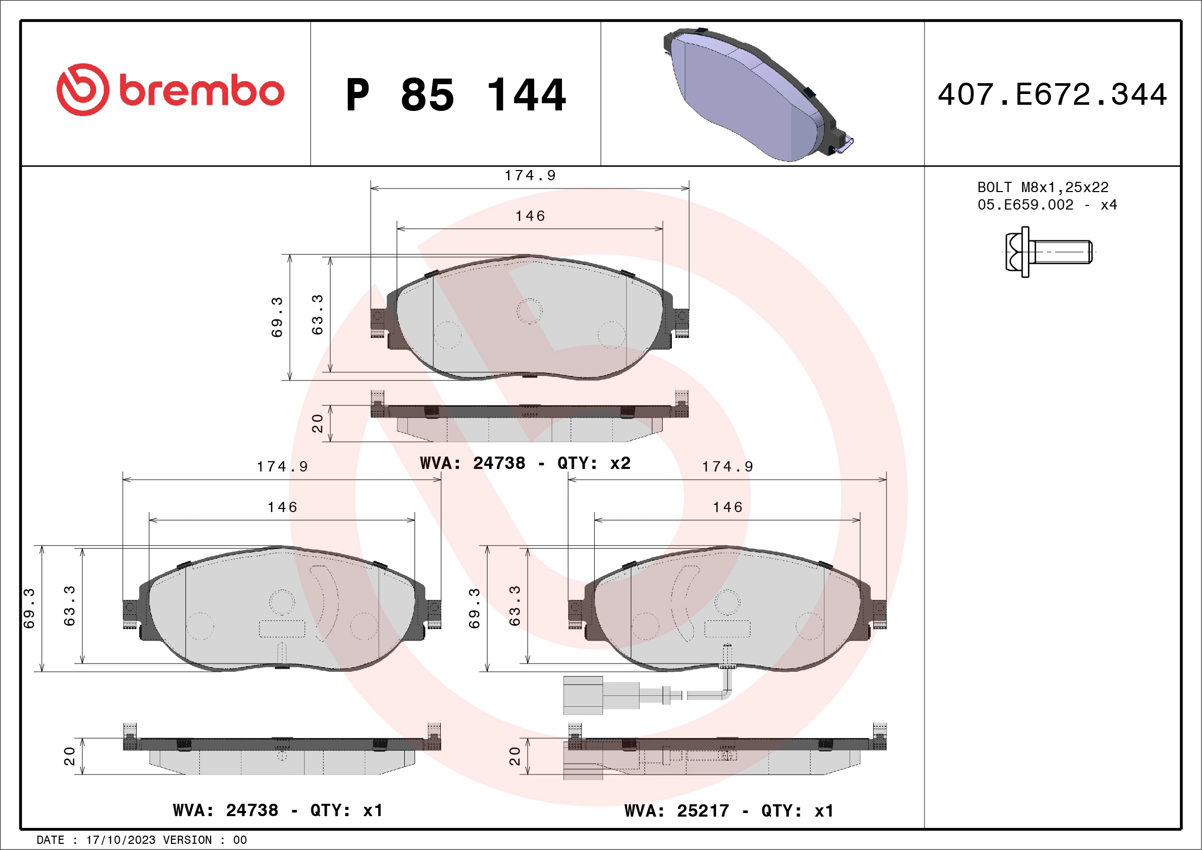 Brake Pad Set, disc brake PRIME LINE P 85 144