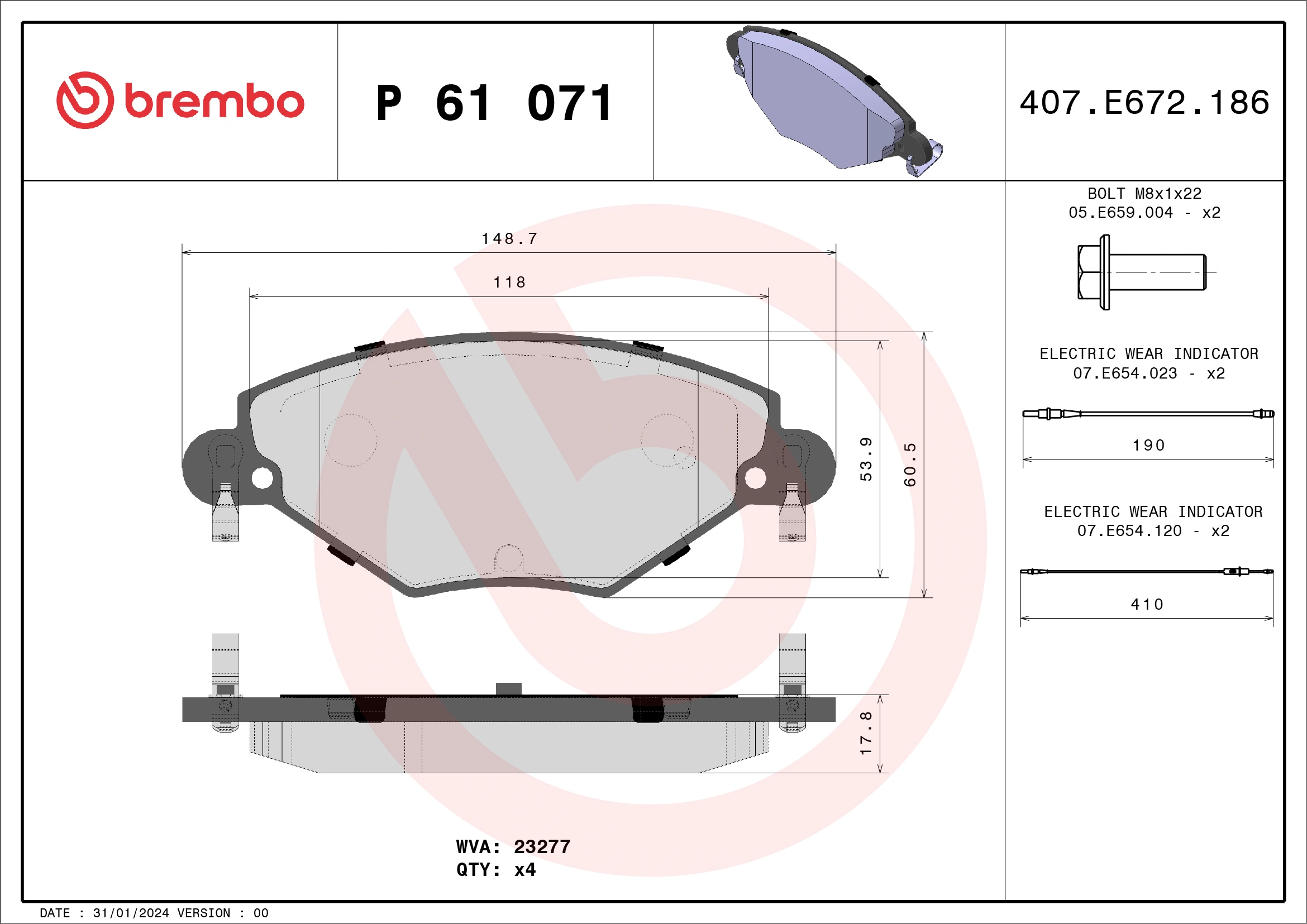 Brake Pad Set, disc brake PRIME LINE P 61 071