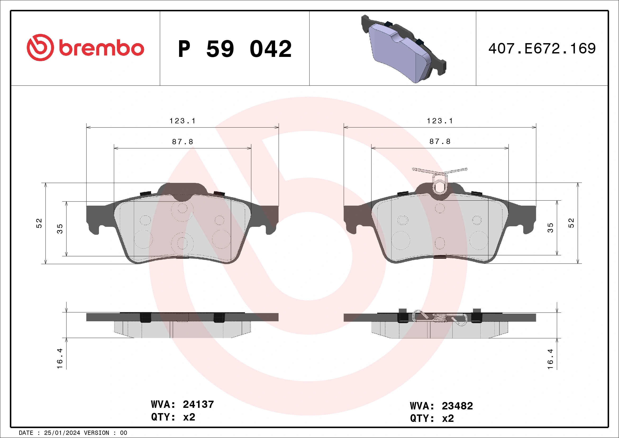 Brake Pad Set, disc brake PRIME LINE P 59 042