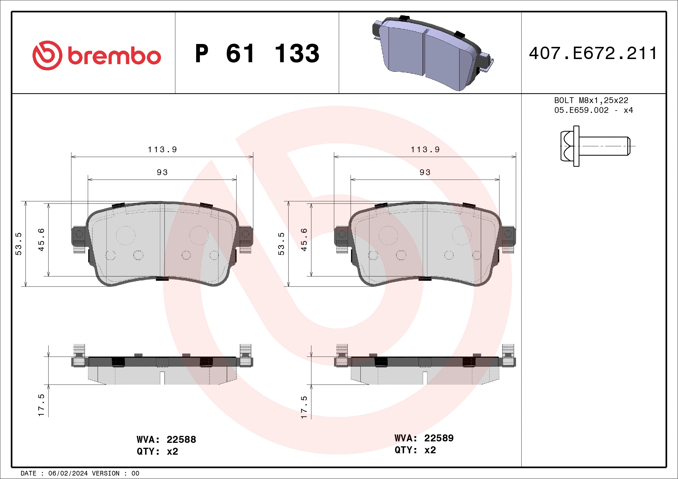 Brake Pad Set, disc brake PRIME LINE P 61 133