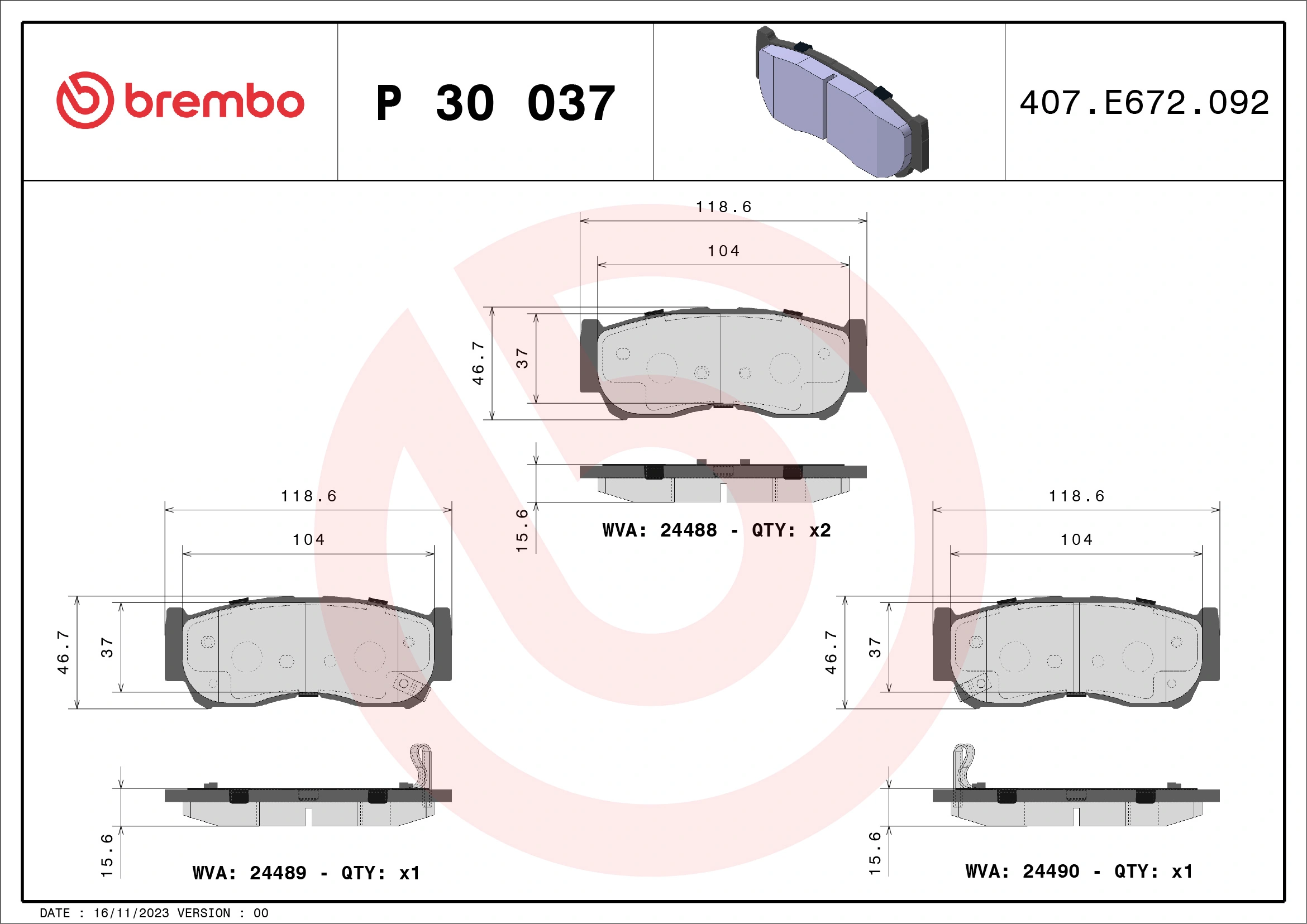 Brake Pad Set, disc brake PRIME LINE P 30 037