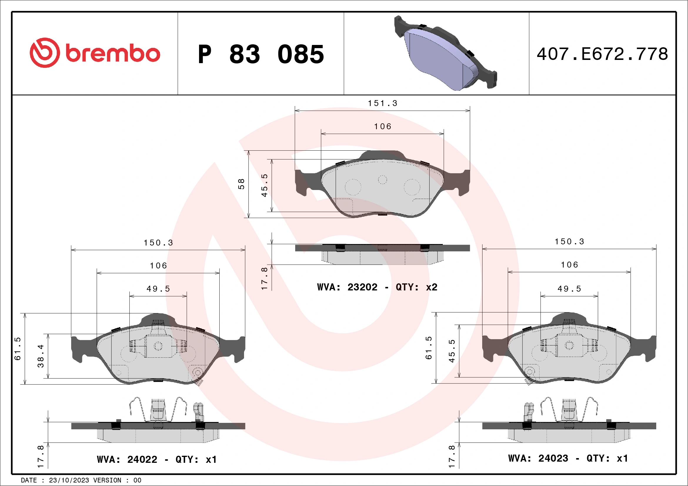 Brake Pad Set, disc brake PRIME LINE P 83 085