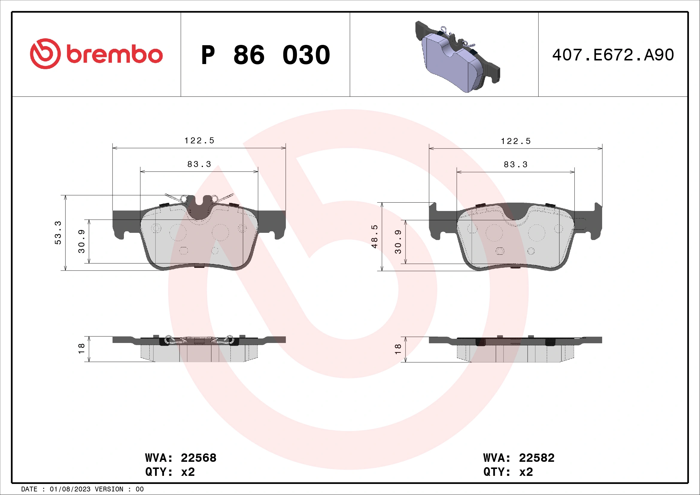 Brake Pad Set, disc brake PRIME LINE P 86 030