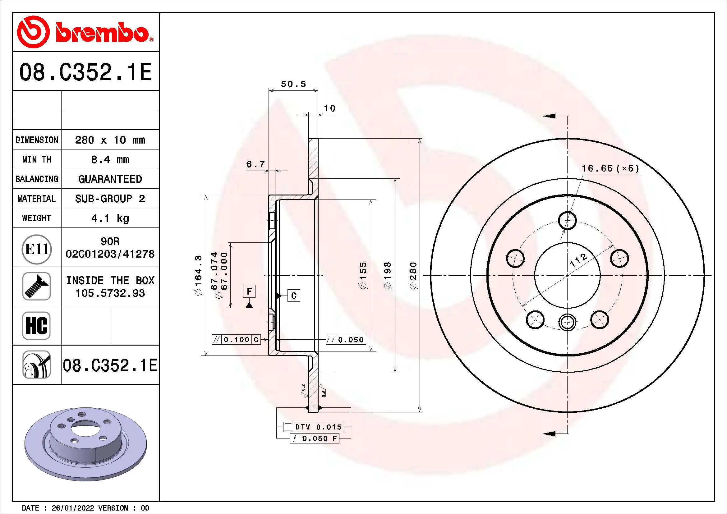 Brake Kit, disc brake BEYOND LINE - EV KT 08 012