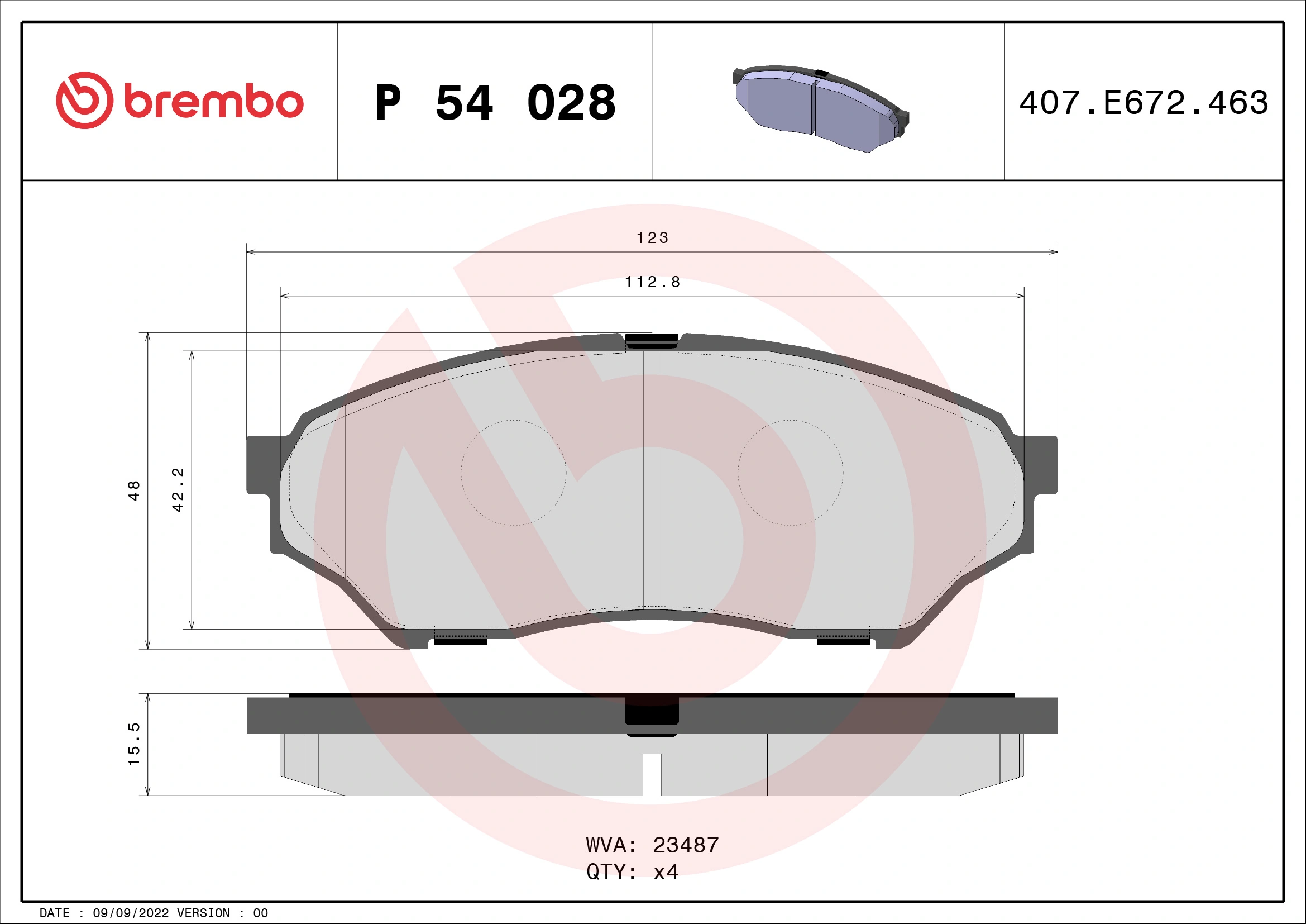 Brake Pad Set, disc brake PRIME LINE P 54 028