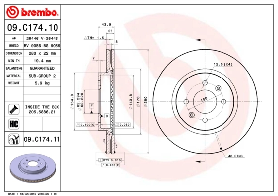 Brake Disc PRIME LINE - UV Coated 09.C174.11