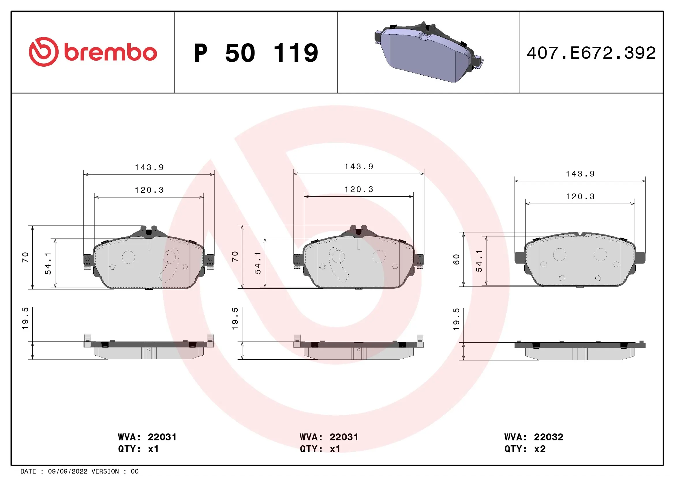Brake Pad Set, disc brake PRIME LINE P 50 119