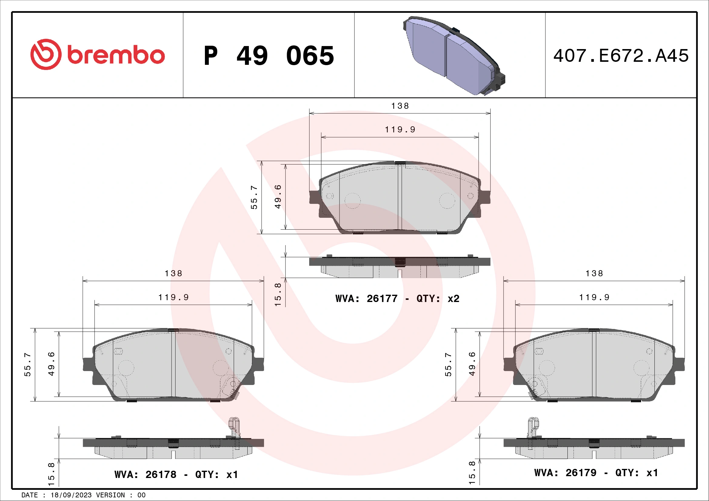 Brake Pad Set, disc brake PRIME LINE P 49 065