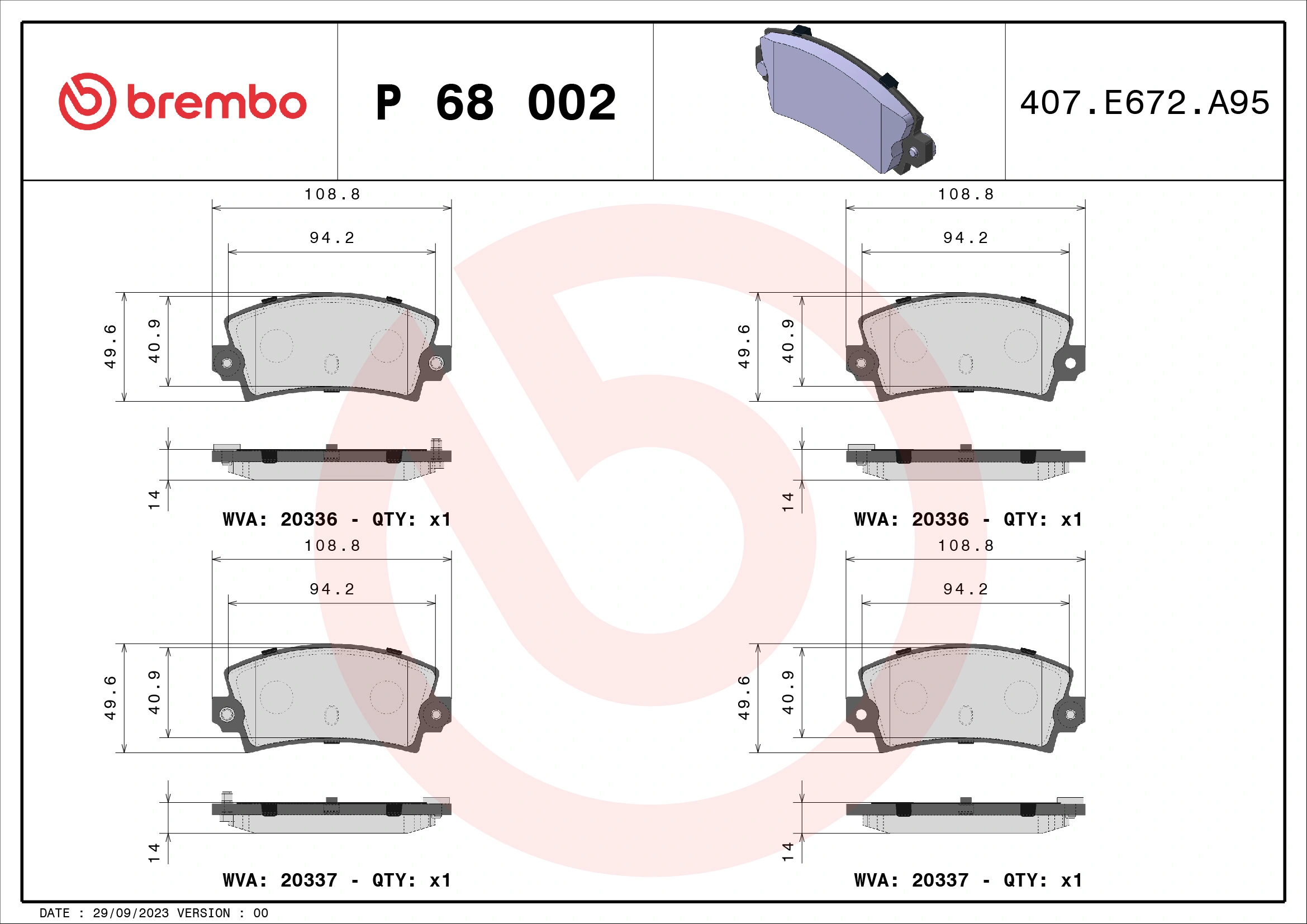 Brake Pad Set, disc brake PRIME LINE P 68 002