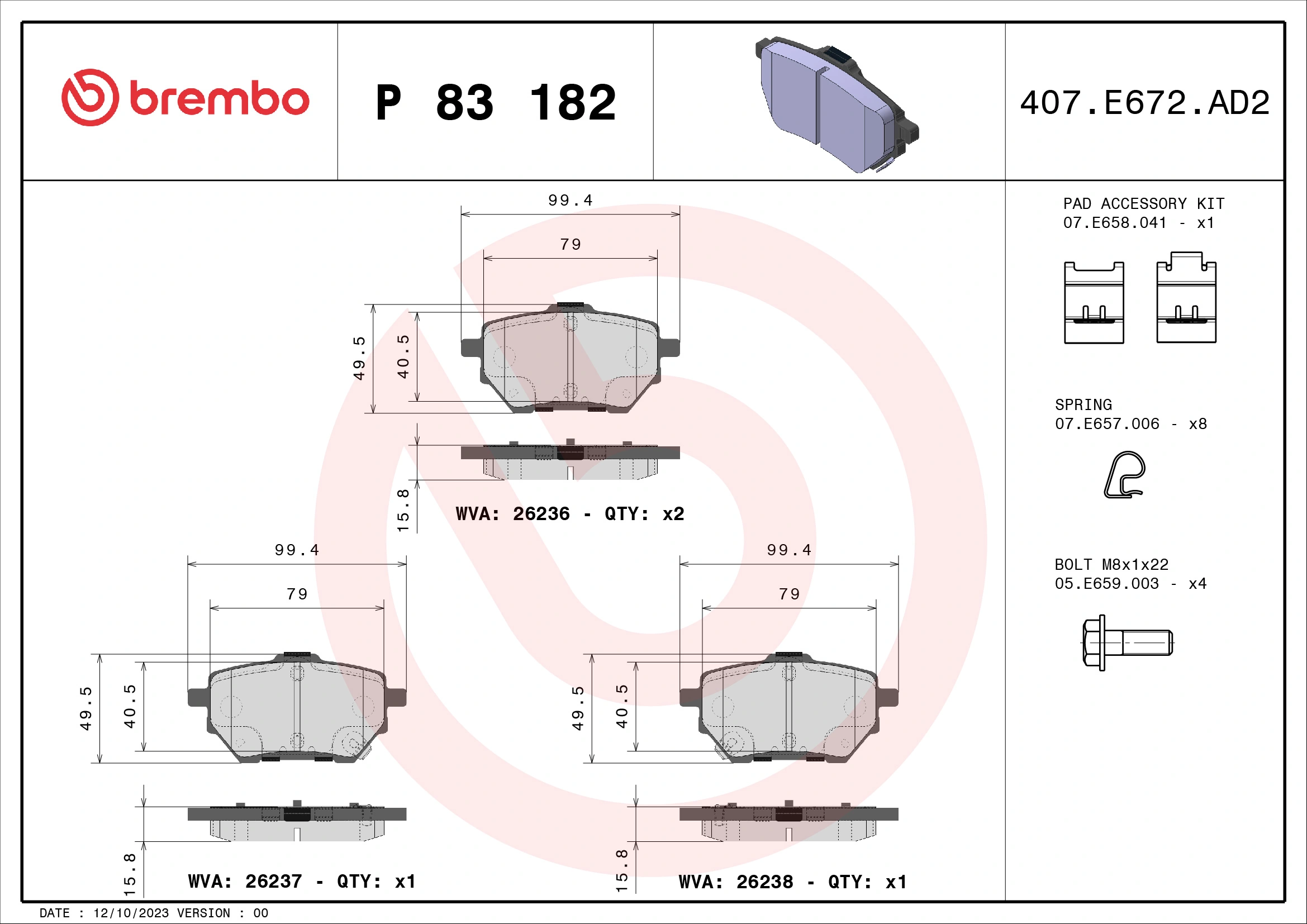 Brake Pad Set, disc brake PRIME LINE P 83 182