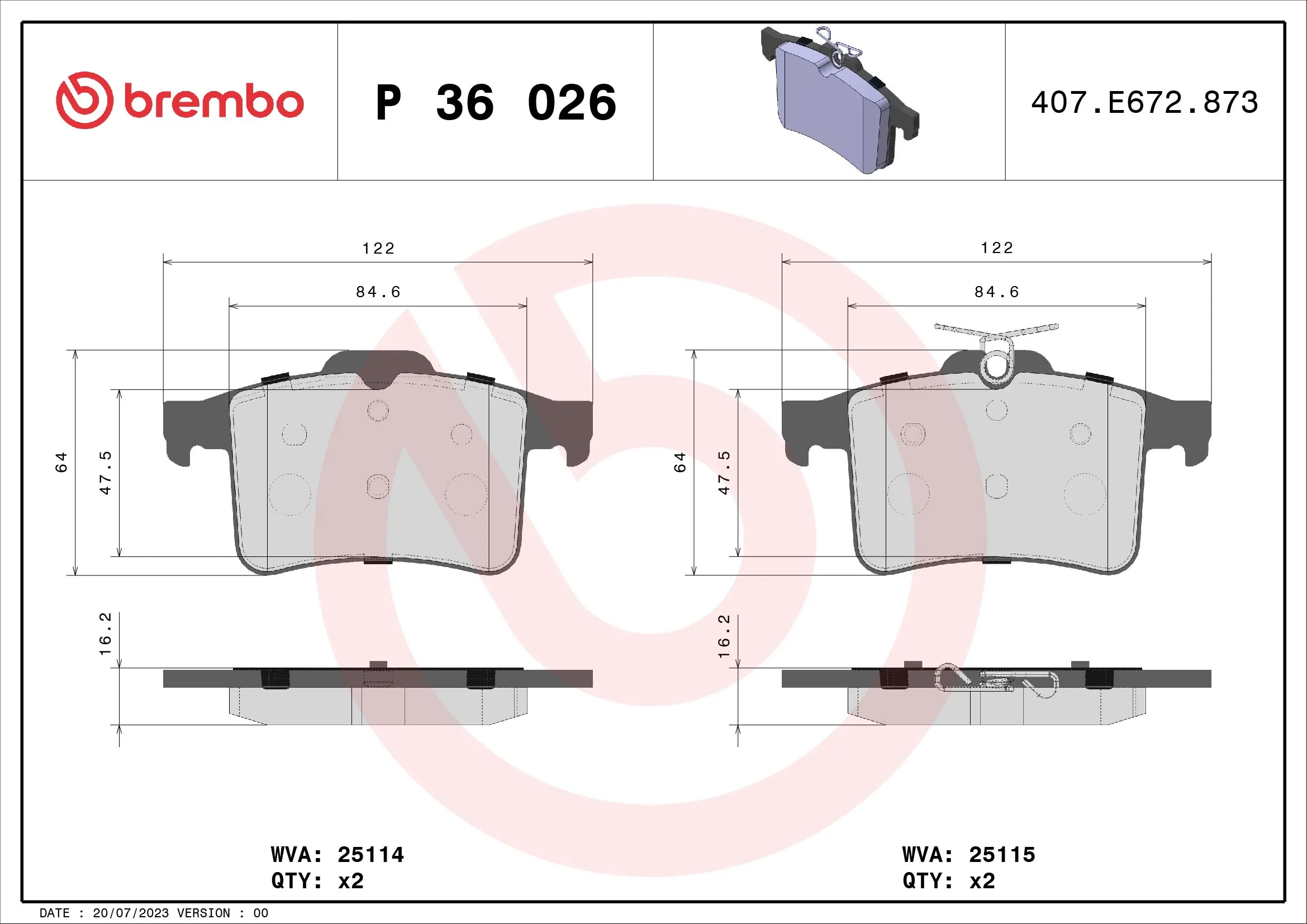 Brake Pad Set, disc brake PRIME LINE P 36 026