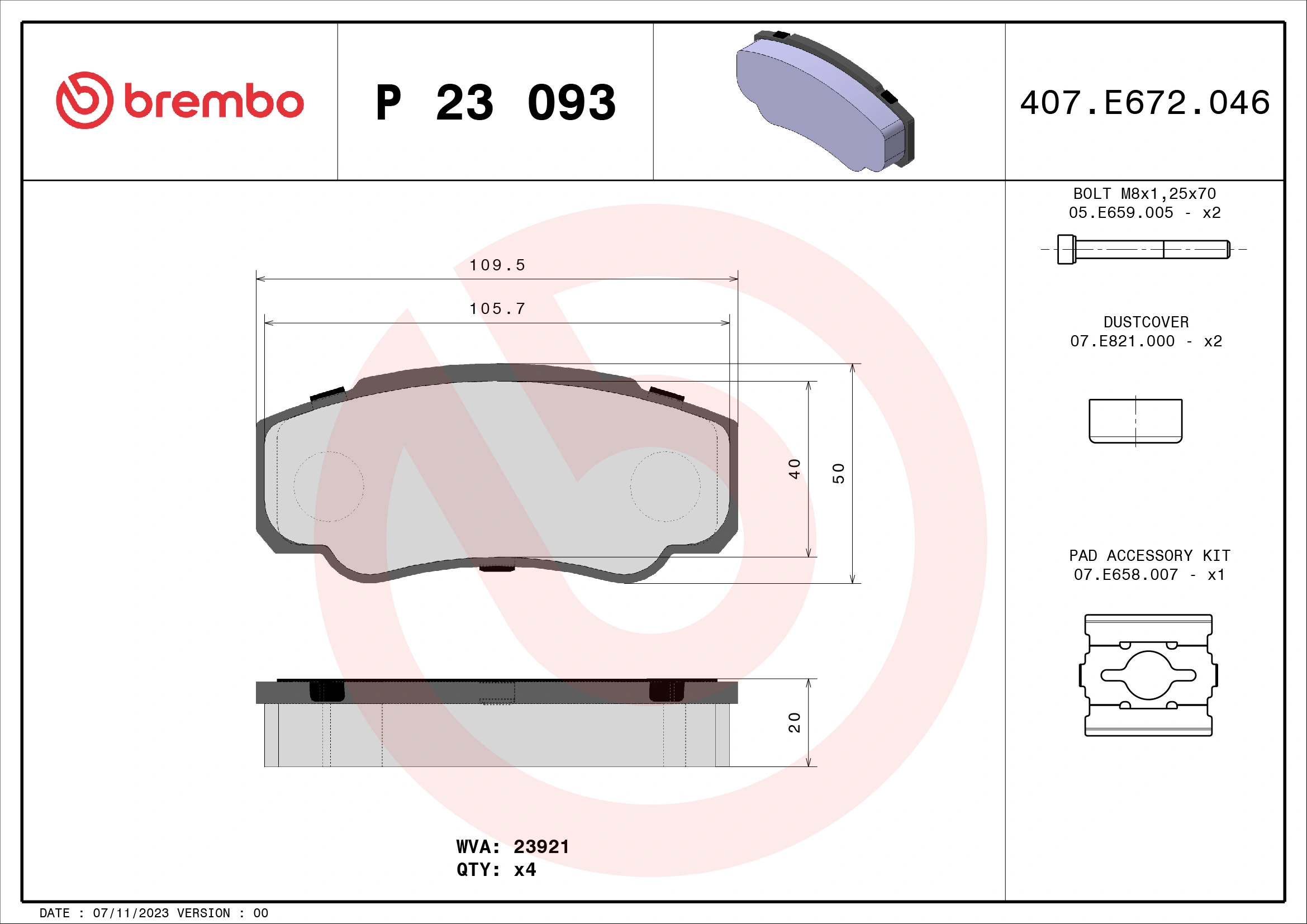 Brake Pad Set, disc brake PRIME LINE P 23 093