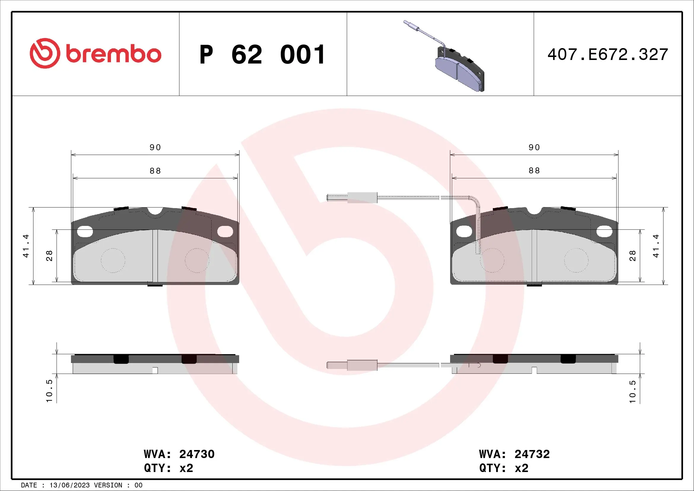 Brake Pad Set, disc brake PRIME LINE P 62 001