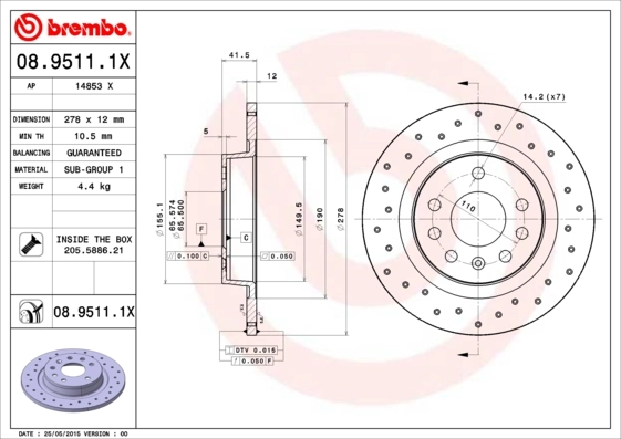 Brake Disc XTRA LINE - Xtra 08.9511.1X