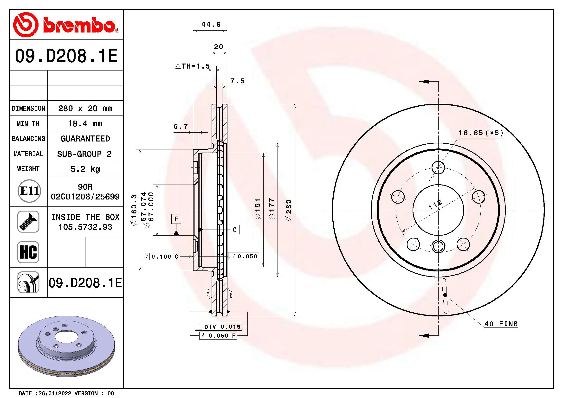 Brake Kit, disc brake BEYOND LINE - EV KT 08 011