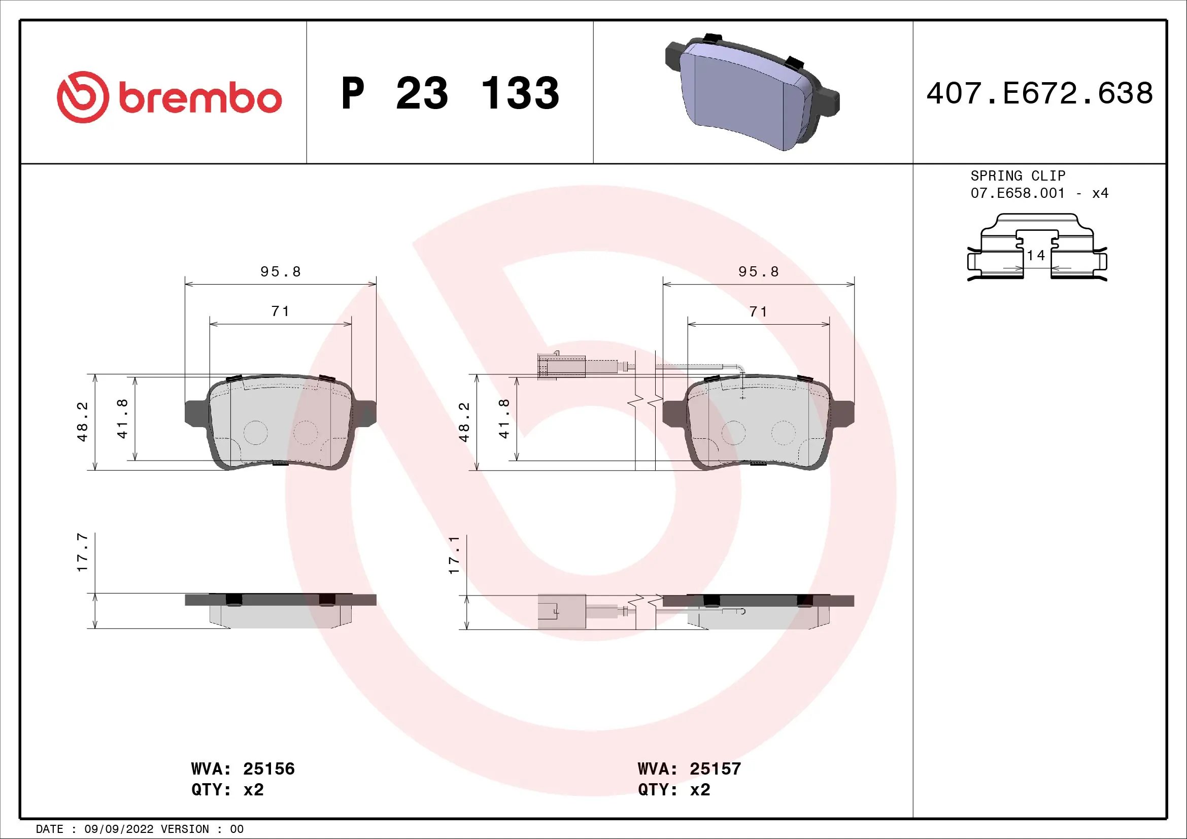Brake Pad Set, disc brake PRIME LINE P 23 133