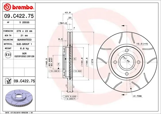 Brake Disc XTRA LINE - Max 09.C422.75