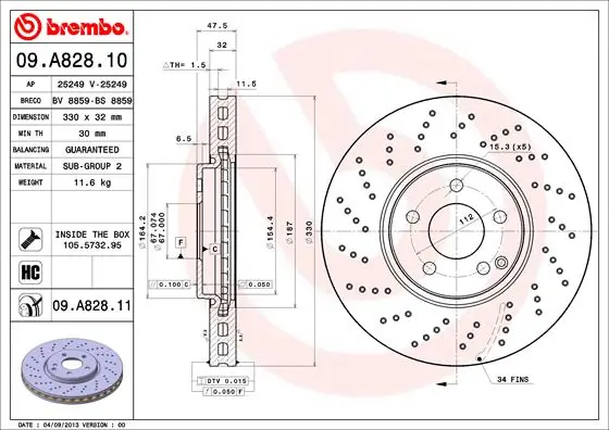 Brake Disc PRIME LINE - UV Coated 09.A828.11