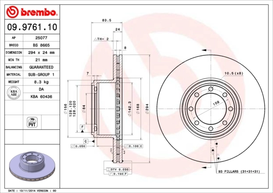 Brake Disc PRIME LINE 09.9761.10