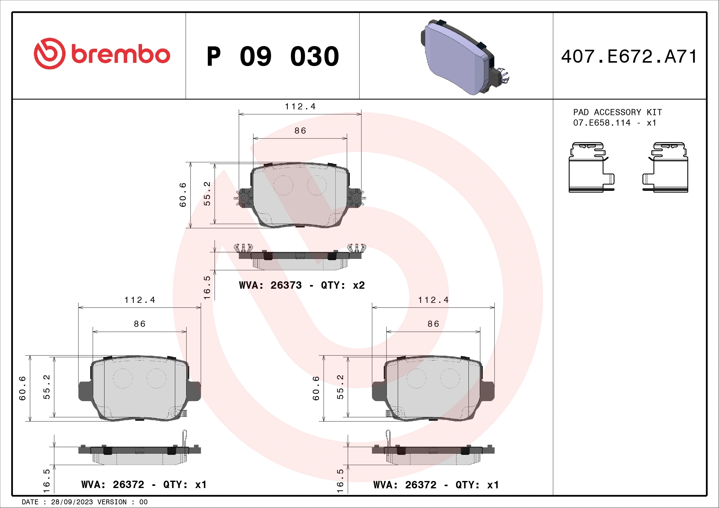 Brake Pad Set, disc brake PRIME LINE P 09 030
