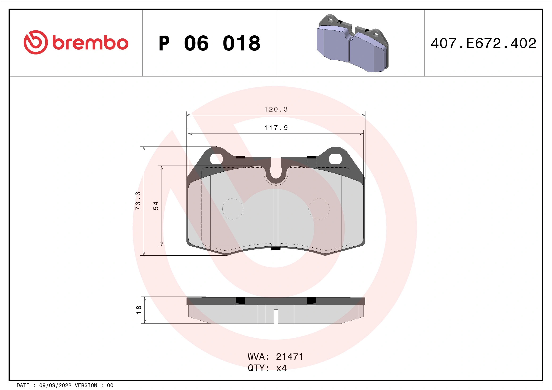 Brake Pad Set, disc brake PRIME LINE P 06 018