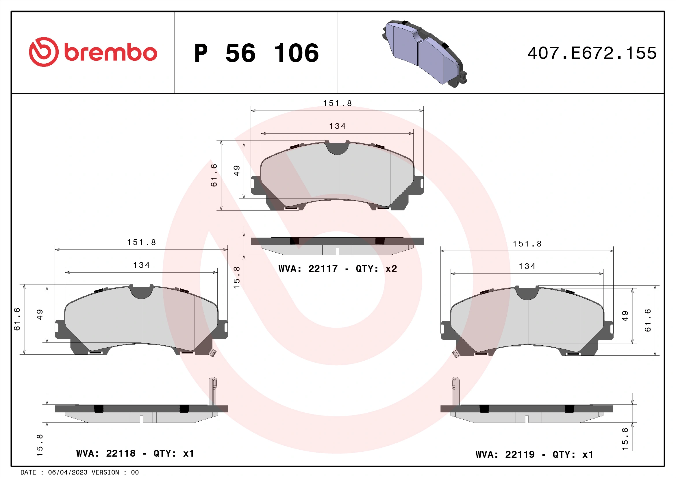 Brake Pad Set, disc brake PRIME LINE P 56 106