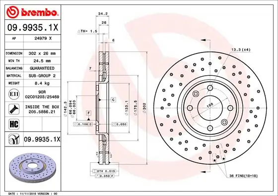 Brake Disc XTRA LINE - Xtra 09.9935.1X