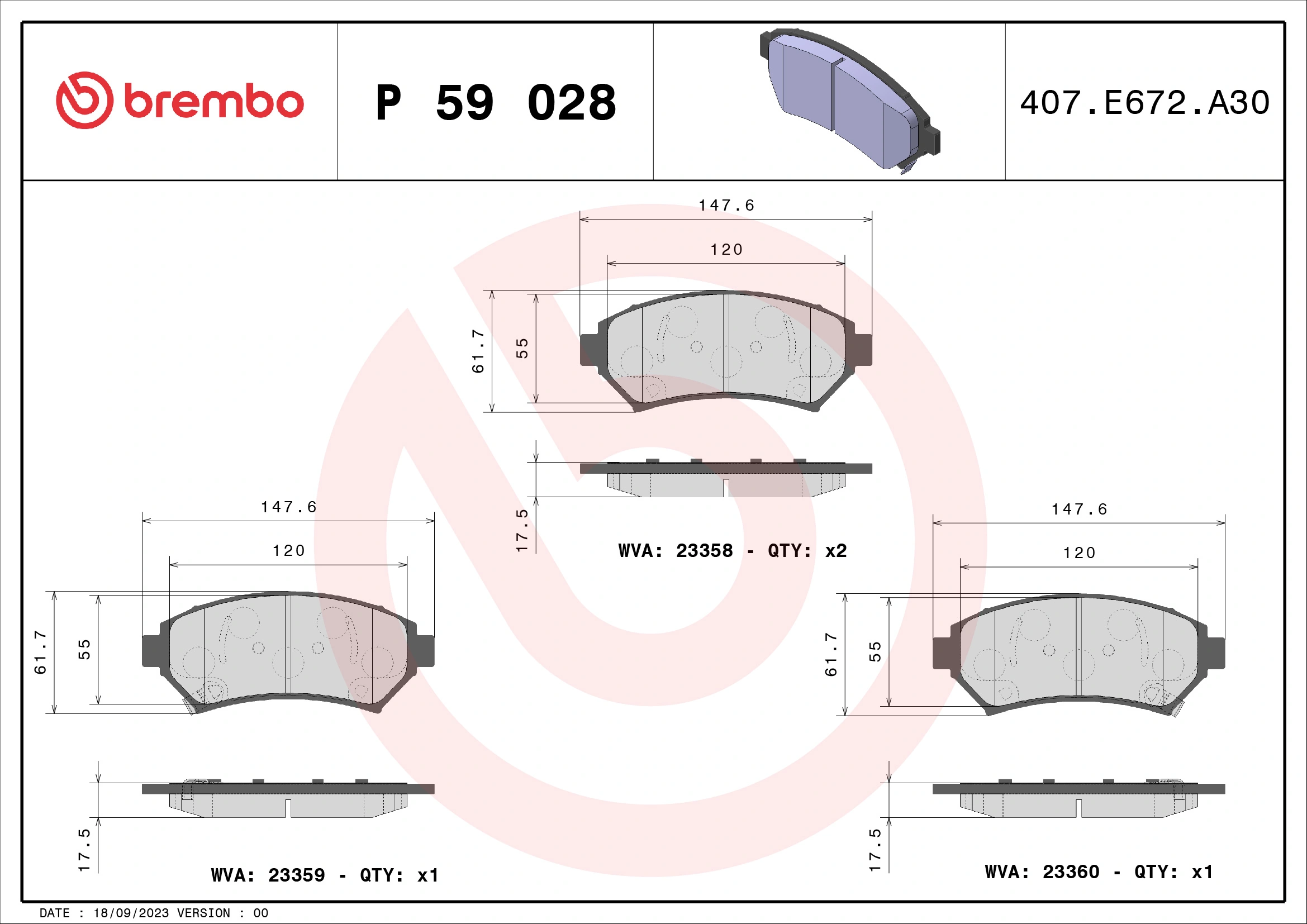 Brake Pad Set, disc brake PRIME LINE P 59 028