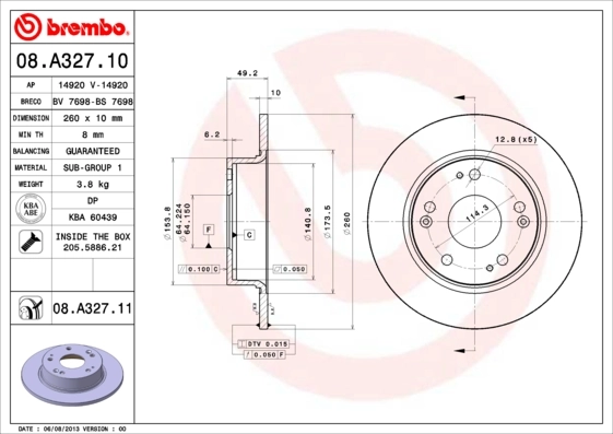 Brake Disc PRIME LINE - UV Coated 08.A327.11