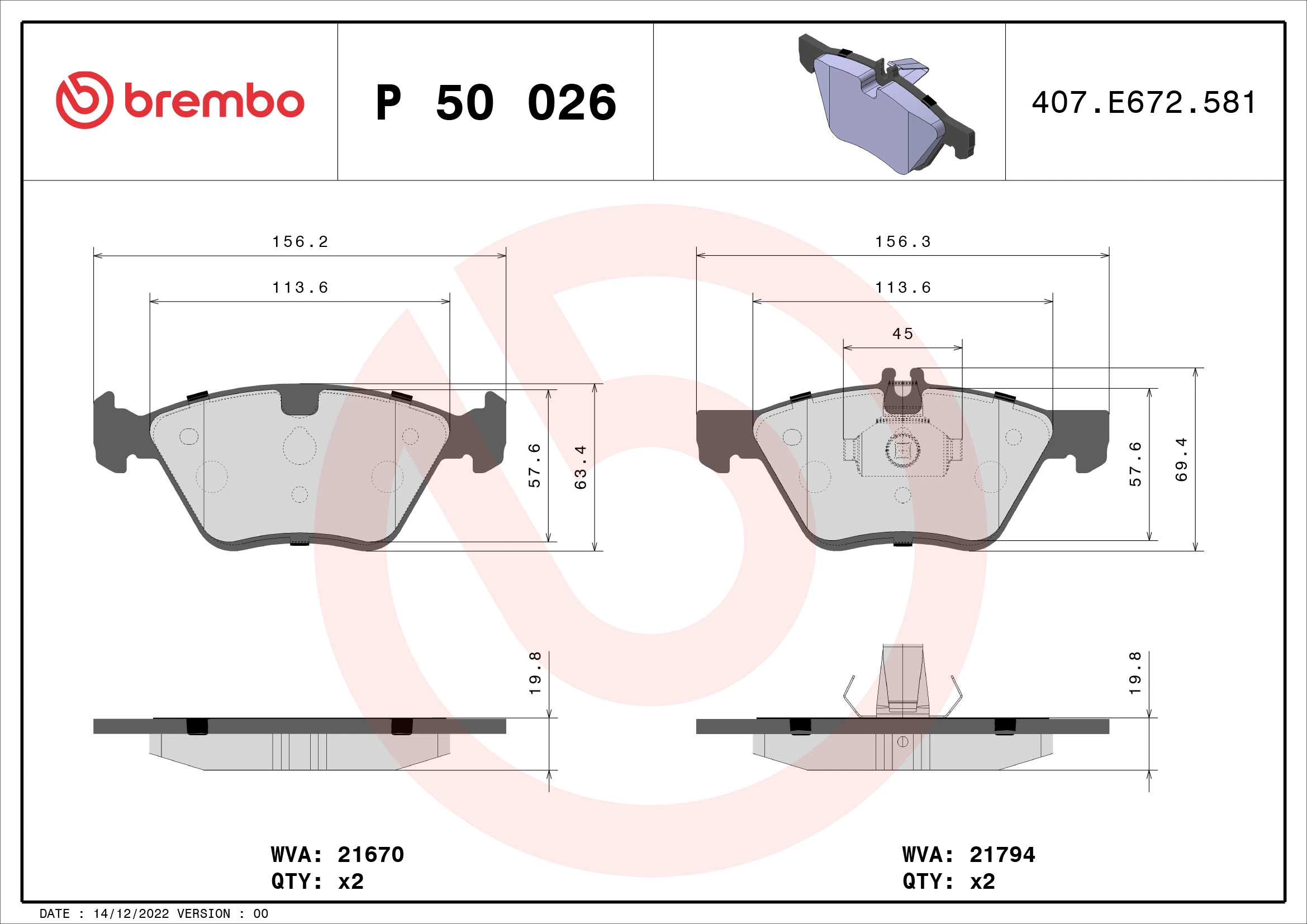 Brake Pad Set, disc brake PRIME LINE P 50 026