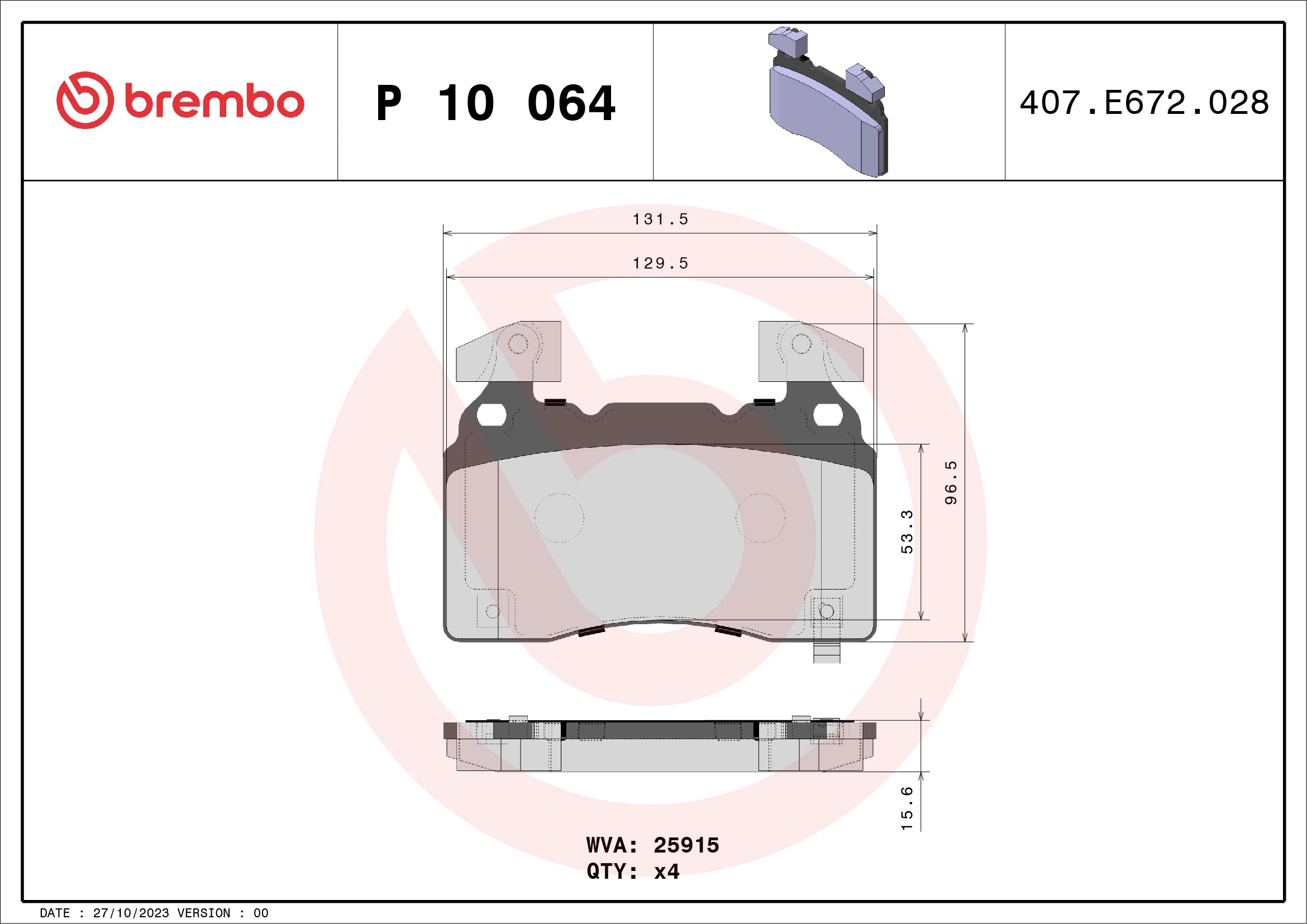 Brake Pad Set, disc brake PRIME LINE P 10 064