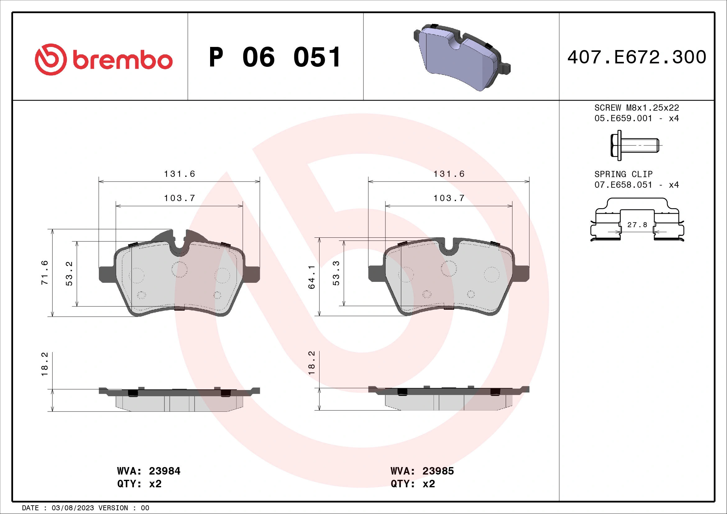 Brake Pad Set, disc brake PRIME LINE P 06 051