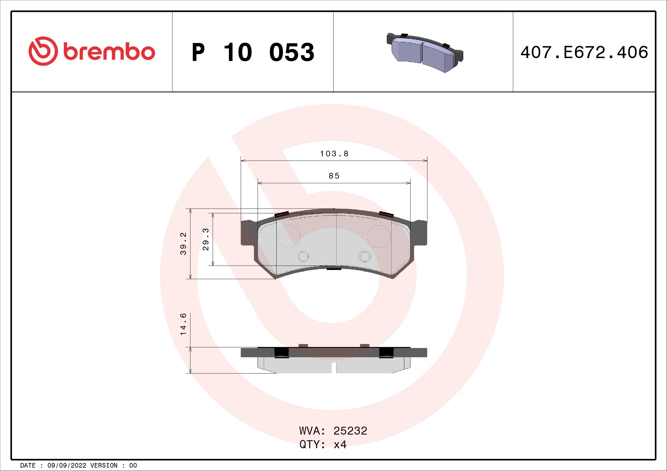Brake Pad Set, disc brake PRIME LINE P 10 053