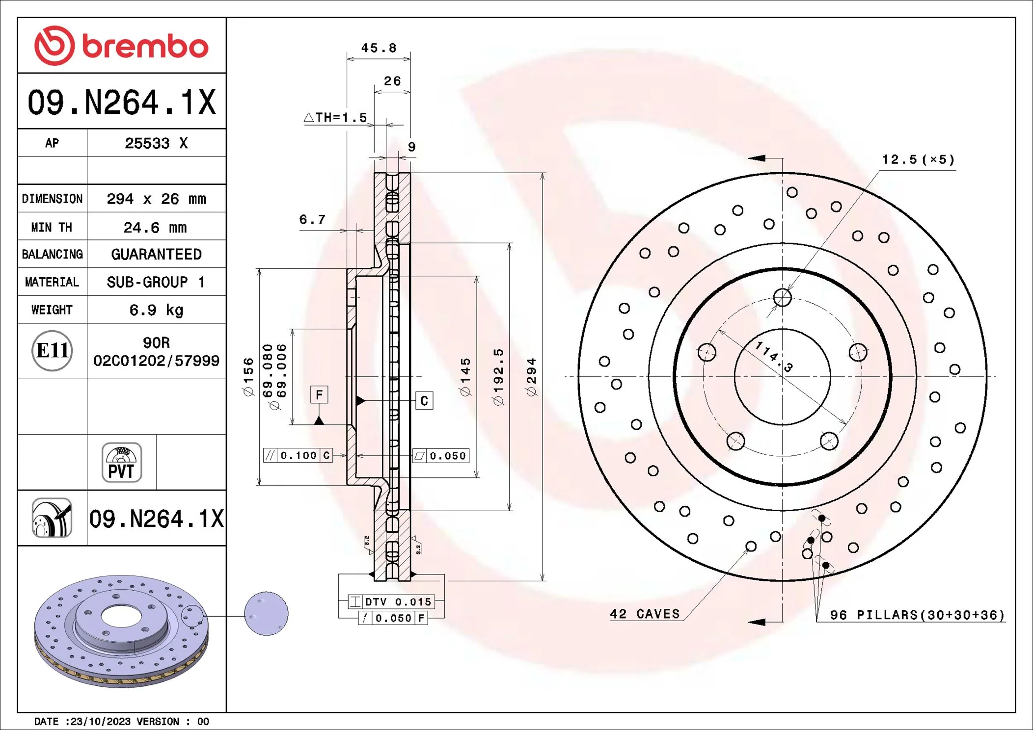 Brake Disc XTRA LINE - Xtra 09.N264.1X