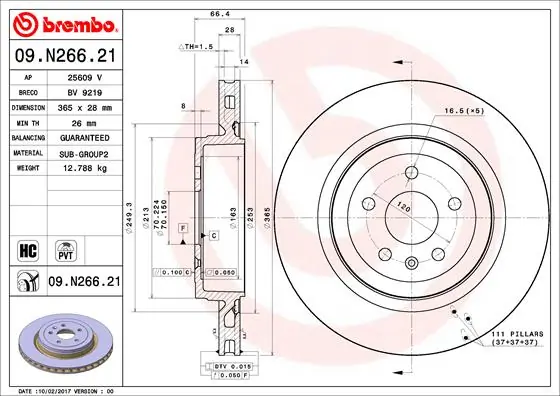 Brake Disc PRIME LINE - UV Coated 09.N266.21