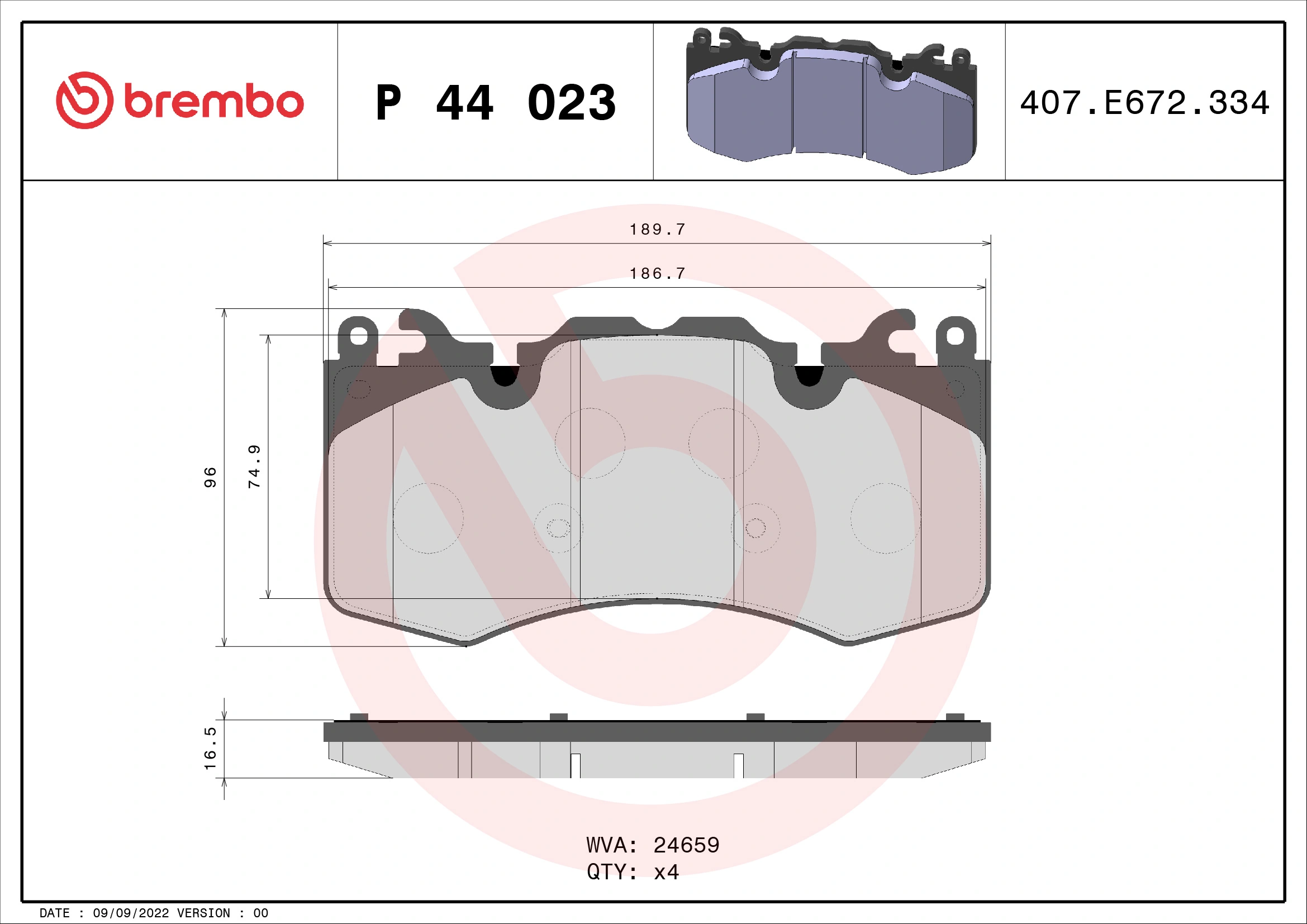 Brake Pad Set, disc brake PRIME LINE P 44 023