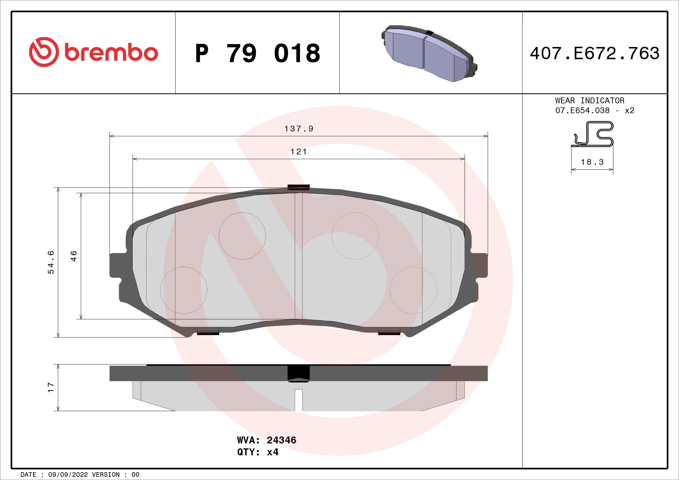 Brake Pad Set, disc brake PRIME LINE P 79 018