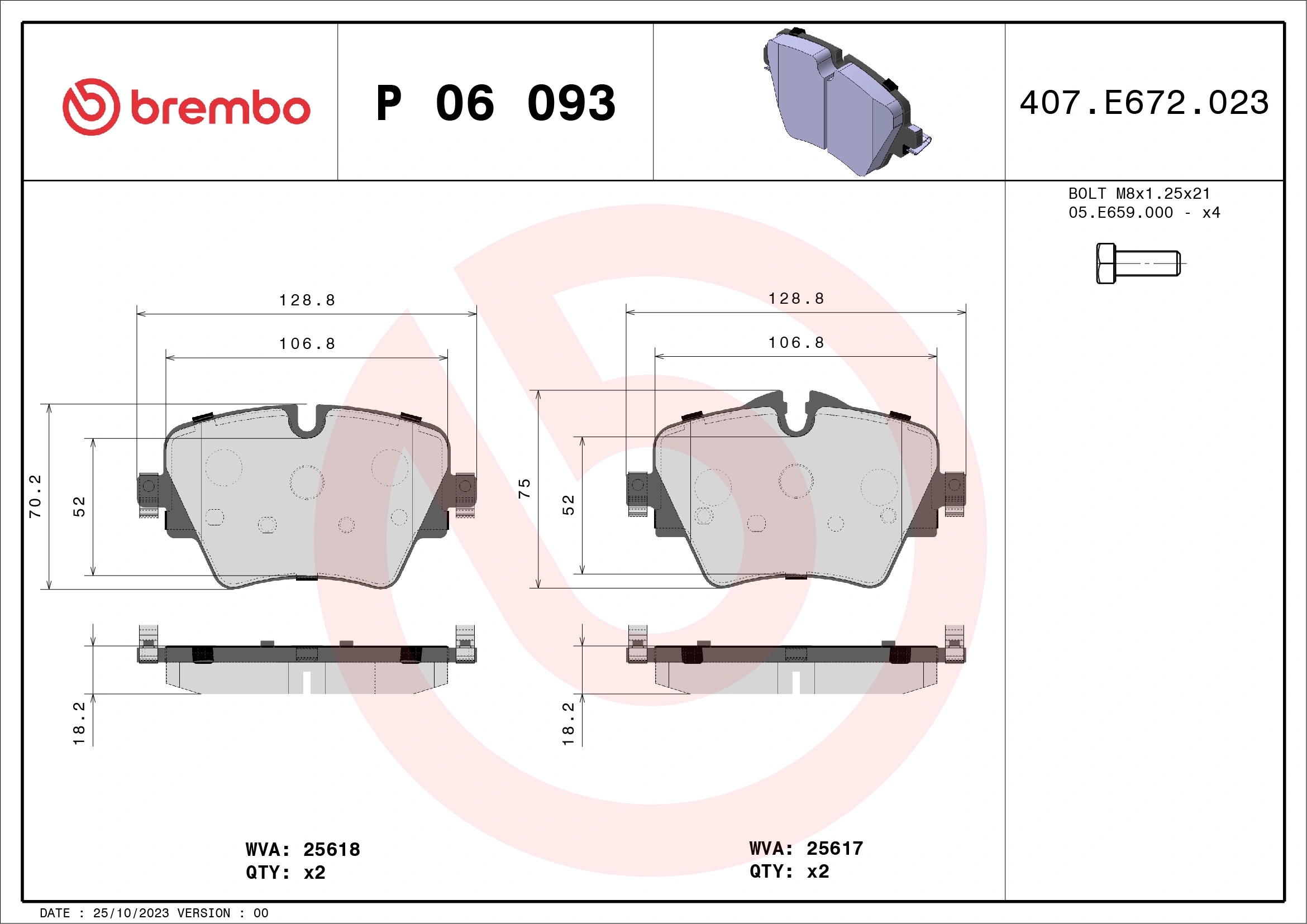Brake Pad Set, disc brake PRIME LINE P 06 093