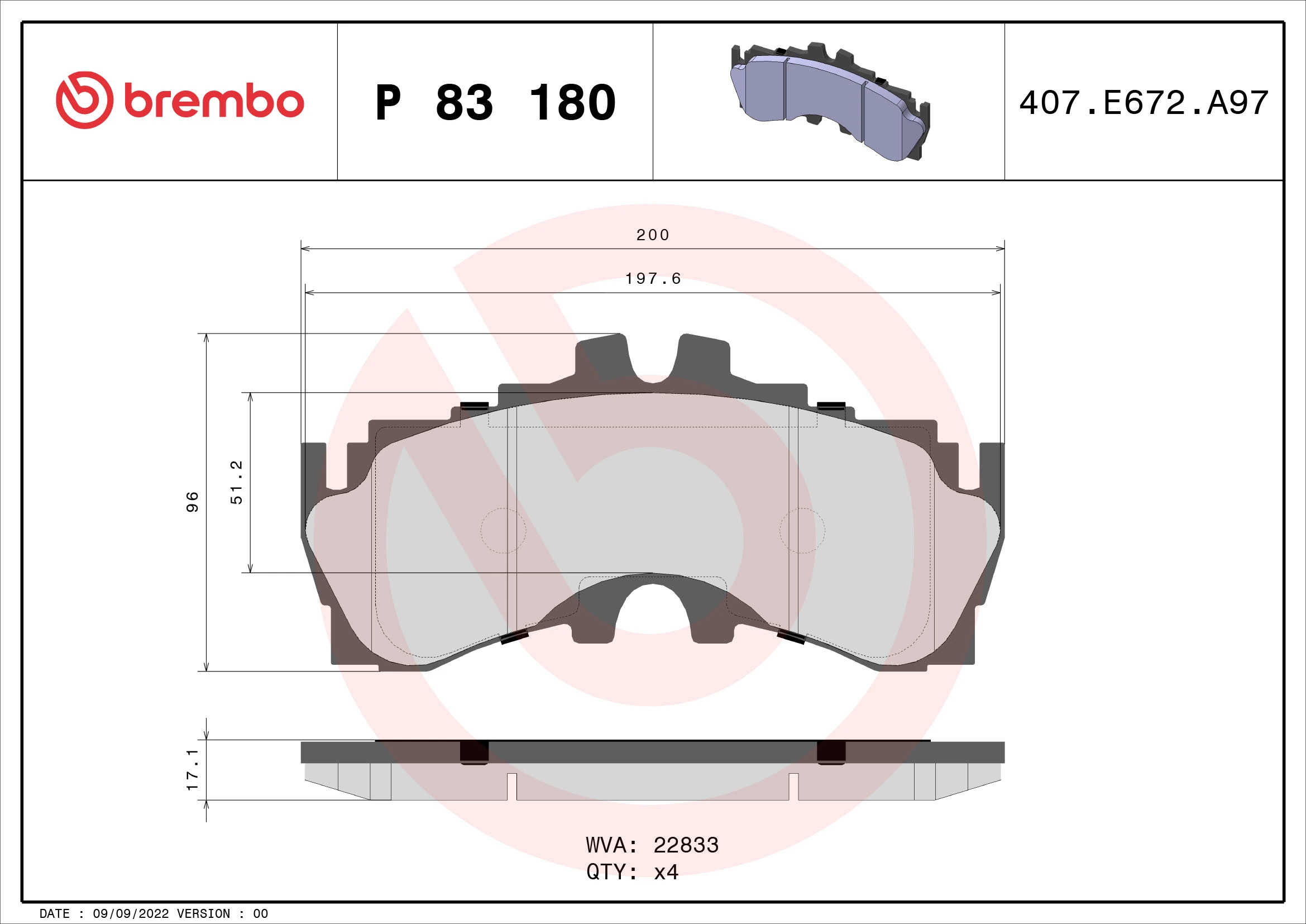 Brake Pad Set, disc brake PRIME LINE P 83 180