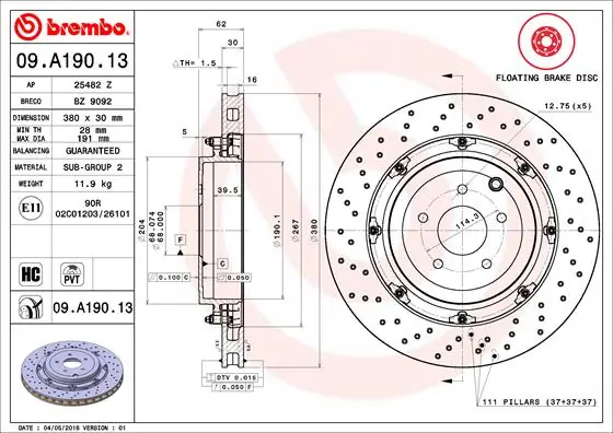 Brake Disc PRIME LINE - Floating 09.A190.13